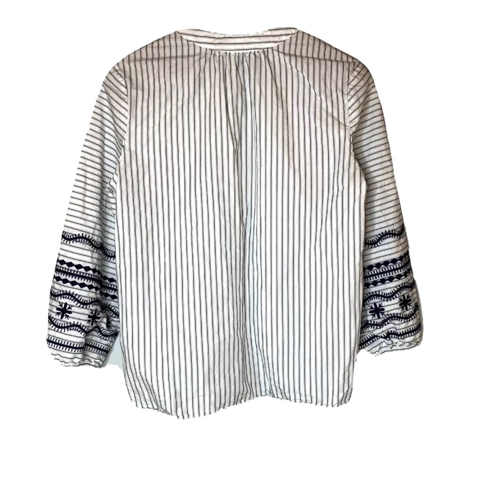 MADEWELL Button Down Shirt Navy Stripe Embroidered - Picture 4 of 8